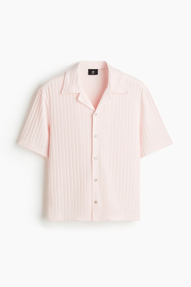 Loose Fit Rib-knit resort shirt - Pink/Brown/Turquoise - 1
