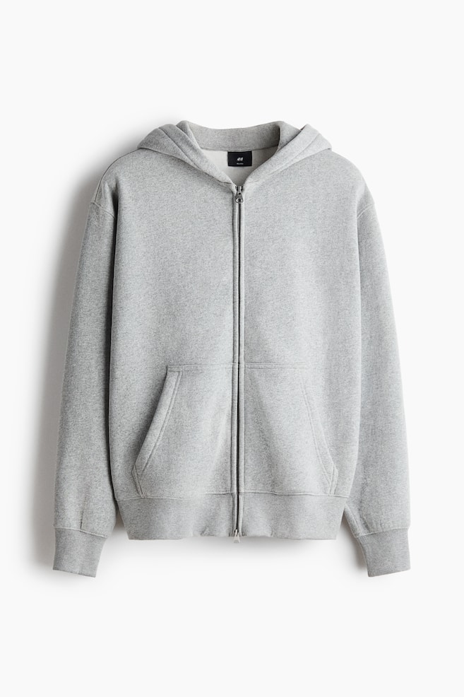 Chaqueta sudadera con capucha Relaxed Fit - Gris claro jaspeado/Negro/Beige/Gris oscuro - 1