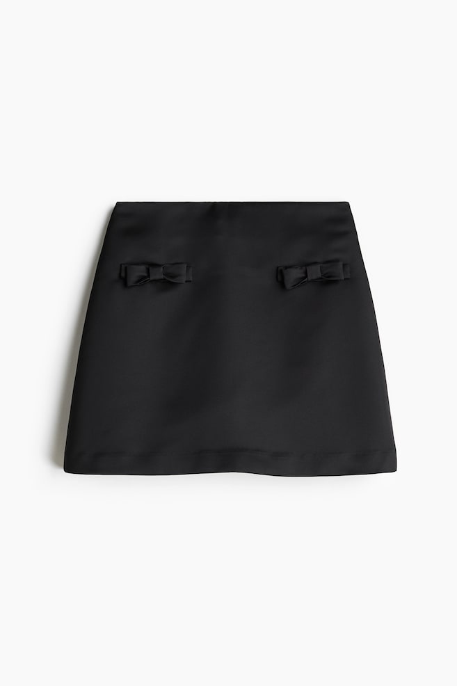 Bow-detail satin mini skirt - Black - 1