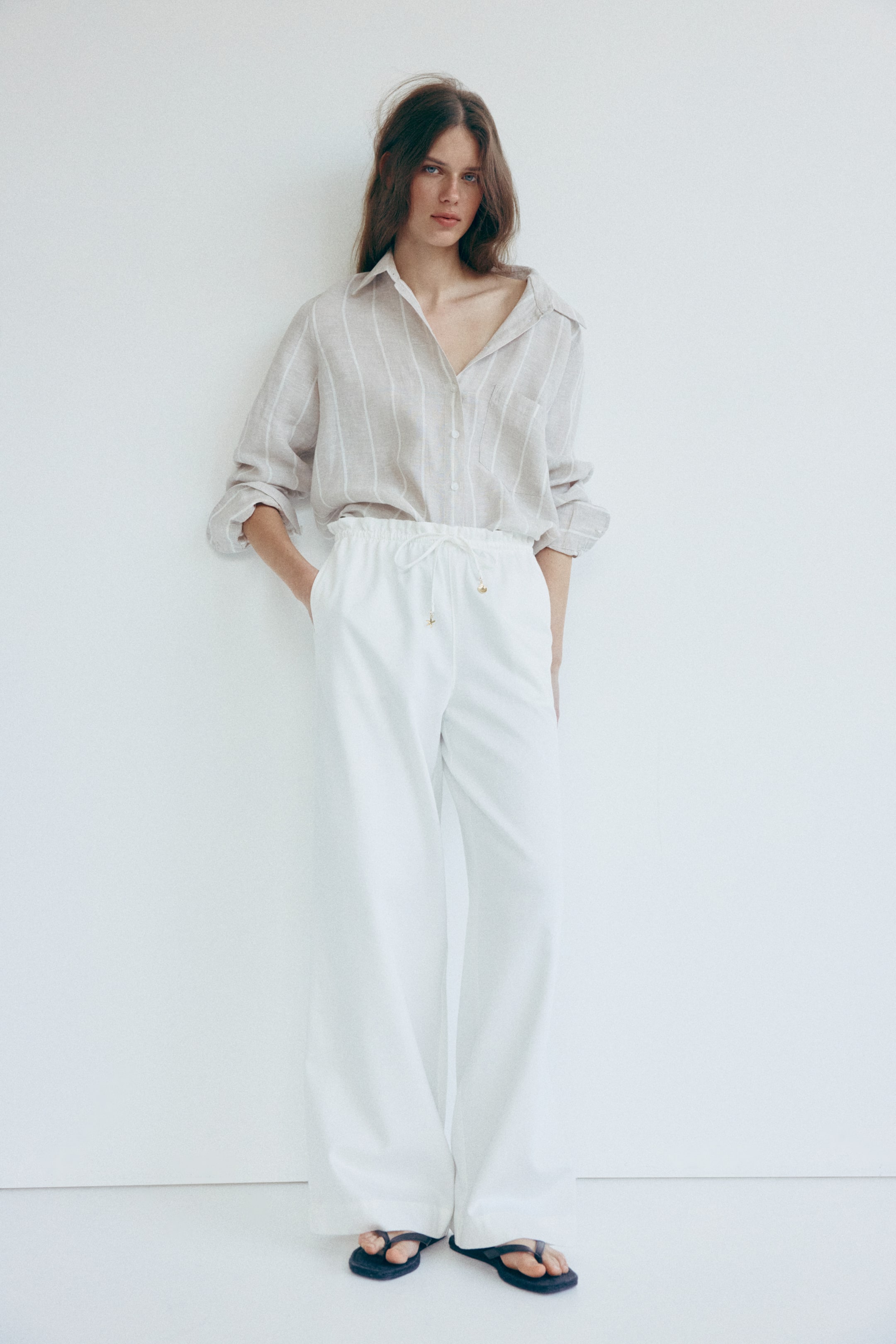 Wide-Cut Paper-Bag Pants