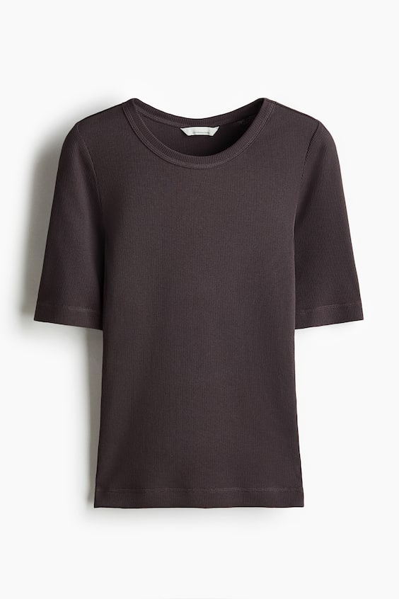Женские топы H&M Ribbed Silk-Blend Top