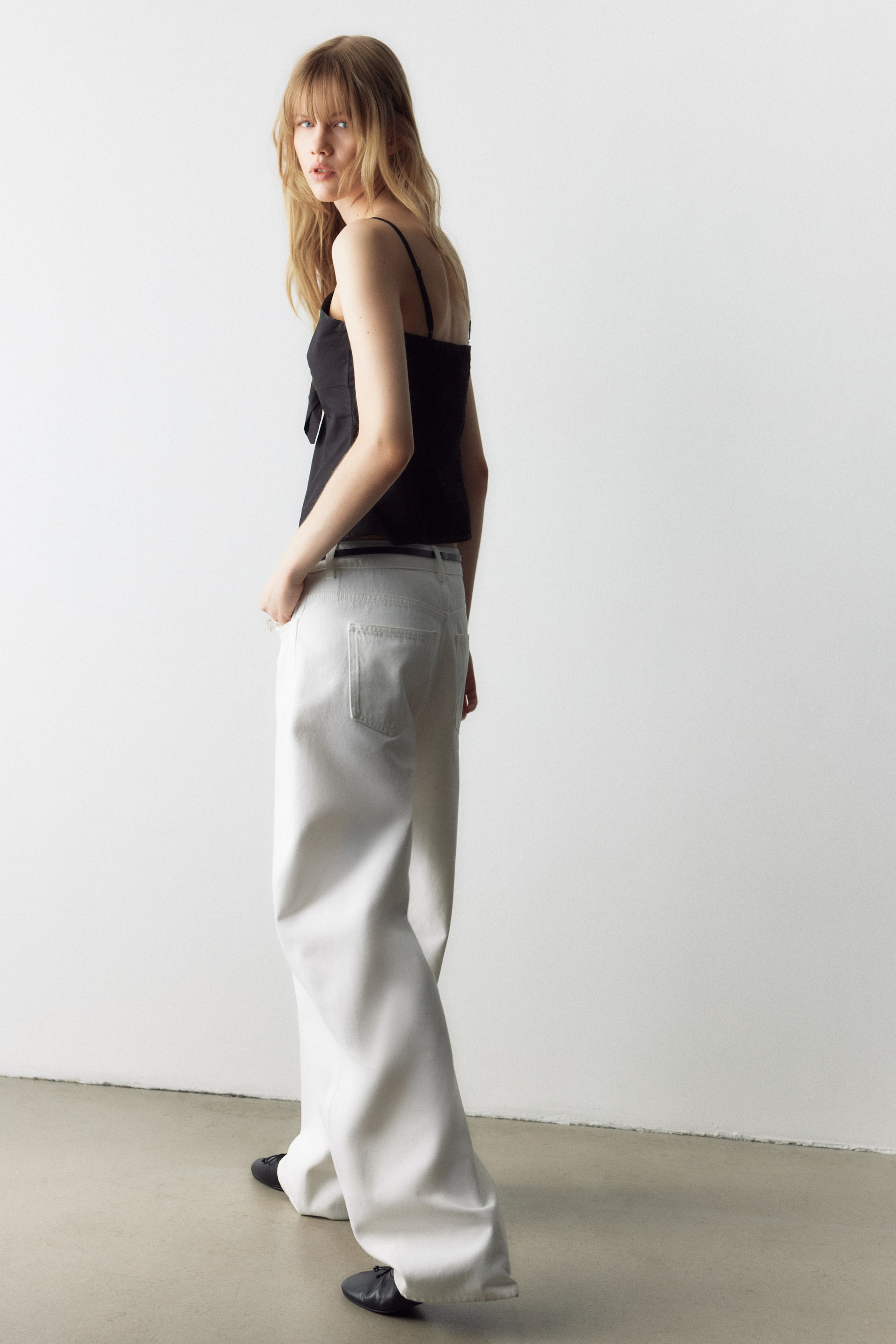 Tie-Detail Poplin Top
