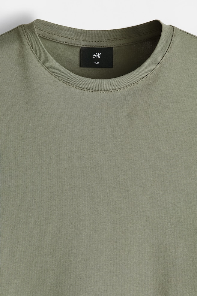 Tricou Slim Fit - Verde-kaki/Alb/Maro-închis/Negru/Alb/dungi negre/Bleumarin/Mov/Verde-pădure - 3