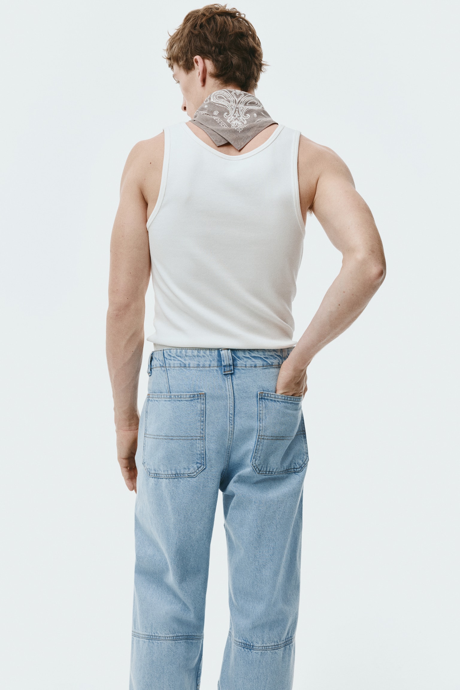 Loose Fit Worker Jeans - כחול ג'ינס/אפור - 5