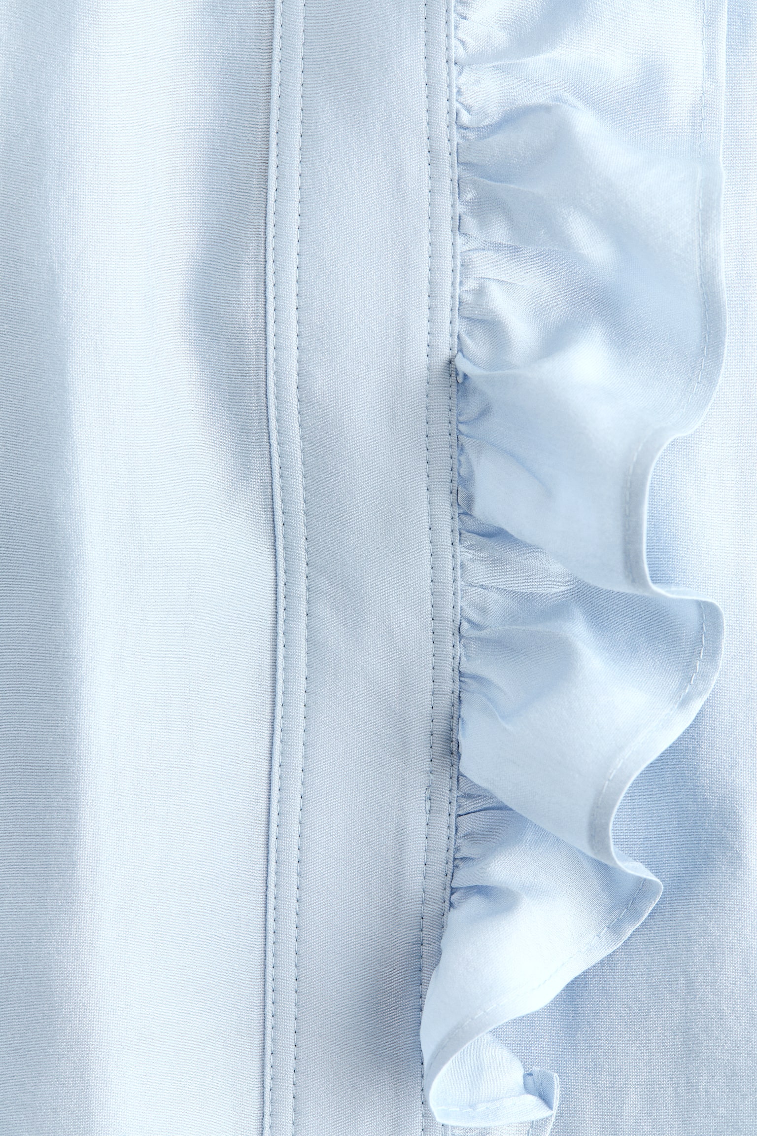 Женская блузка H&M Ruffled Button-Front Blouse, цвет: Светлый синий — фото 6