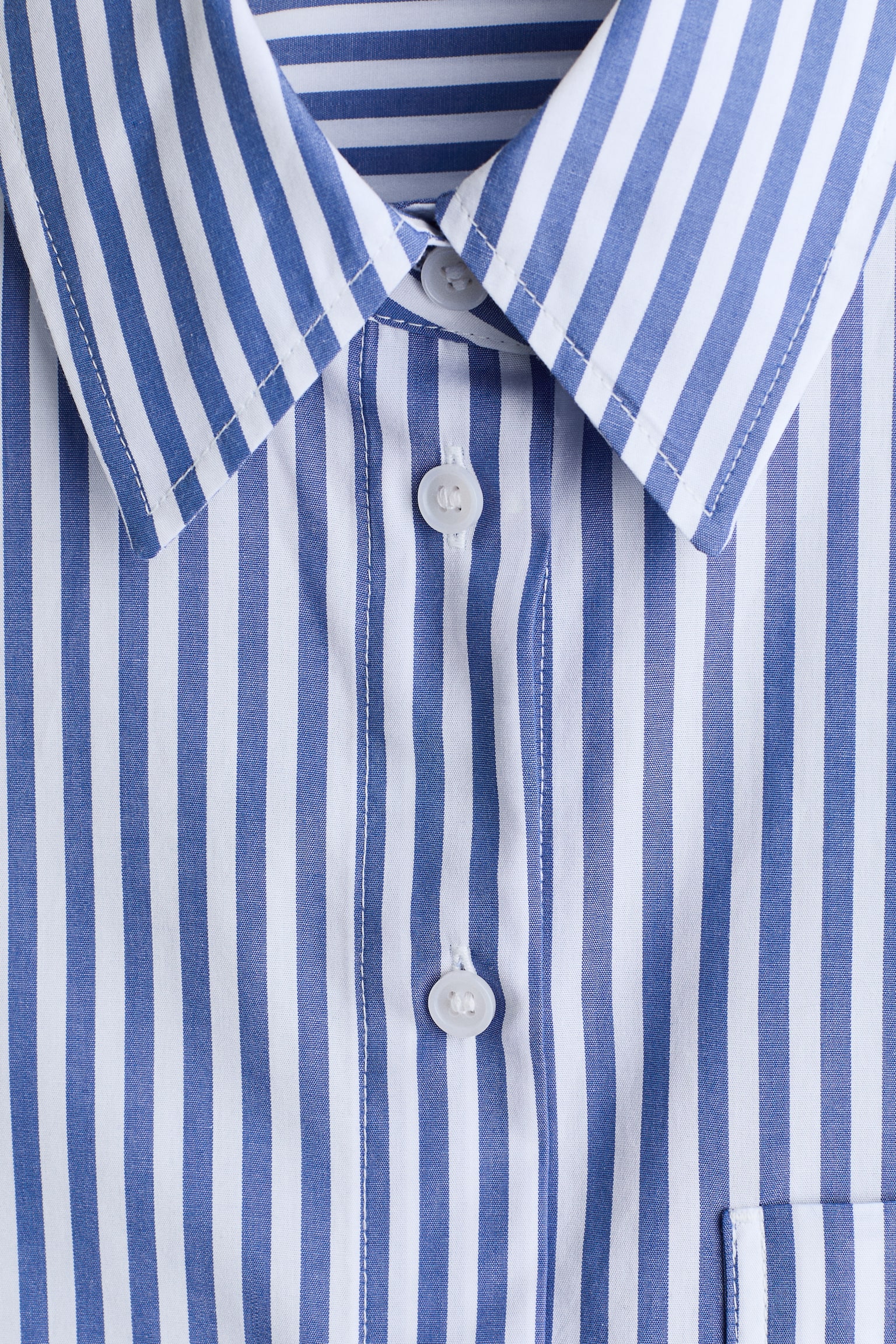 Женская рубашка H&M Short Poplin, цвет: Синий / Полосатый — фото 6