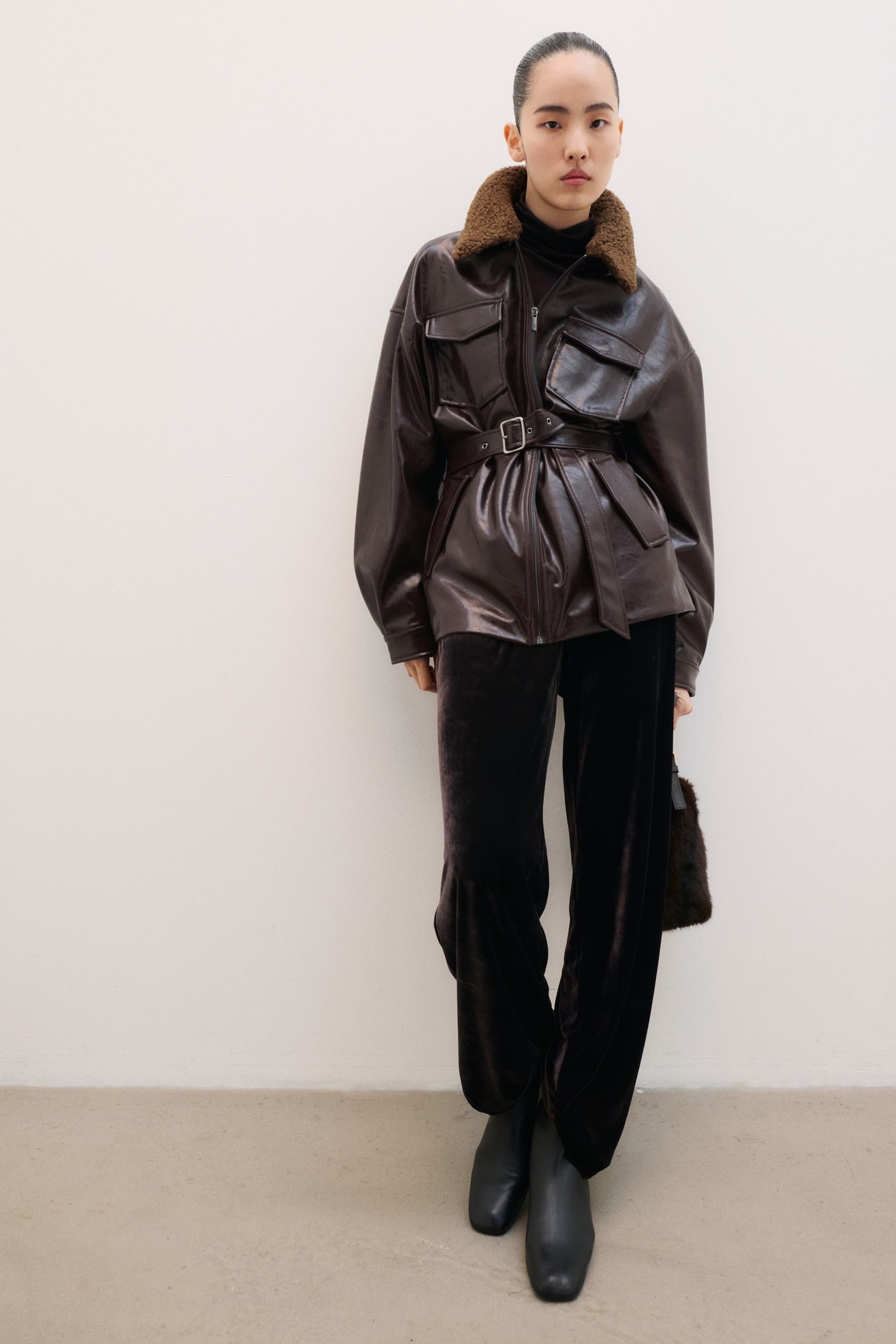 Botines de tacón en piel - Negro - 4