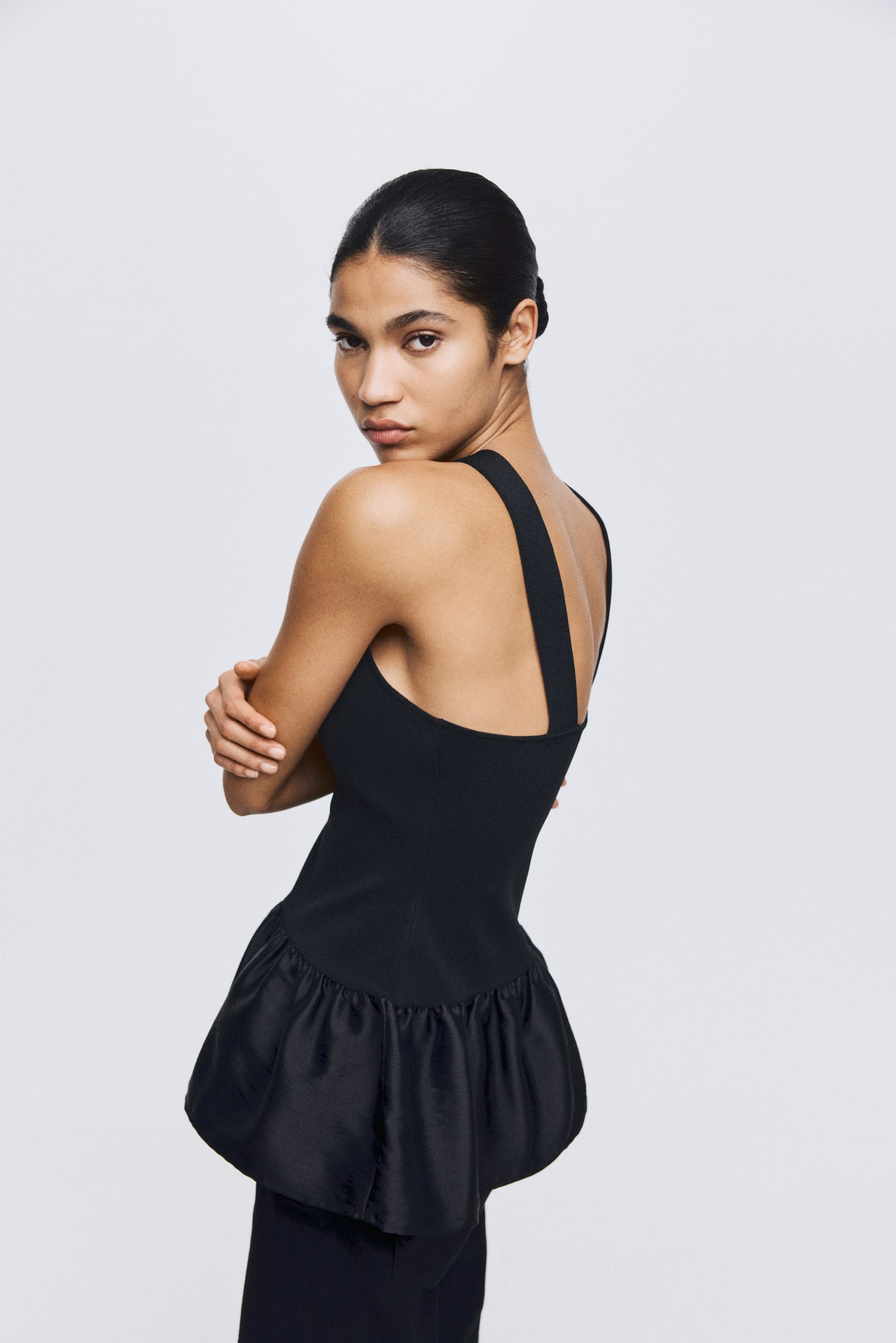 Bow-detail top - Black/Cream - 5