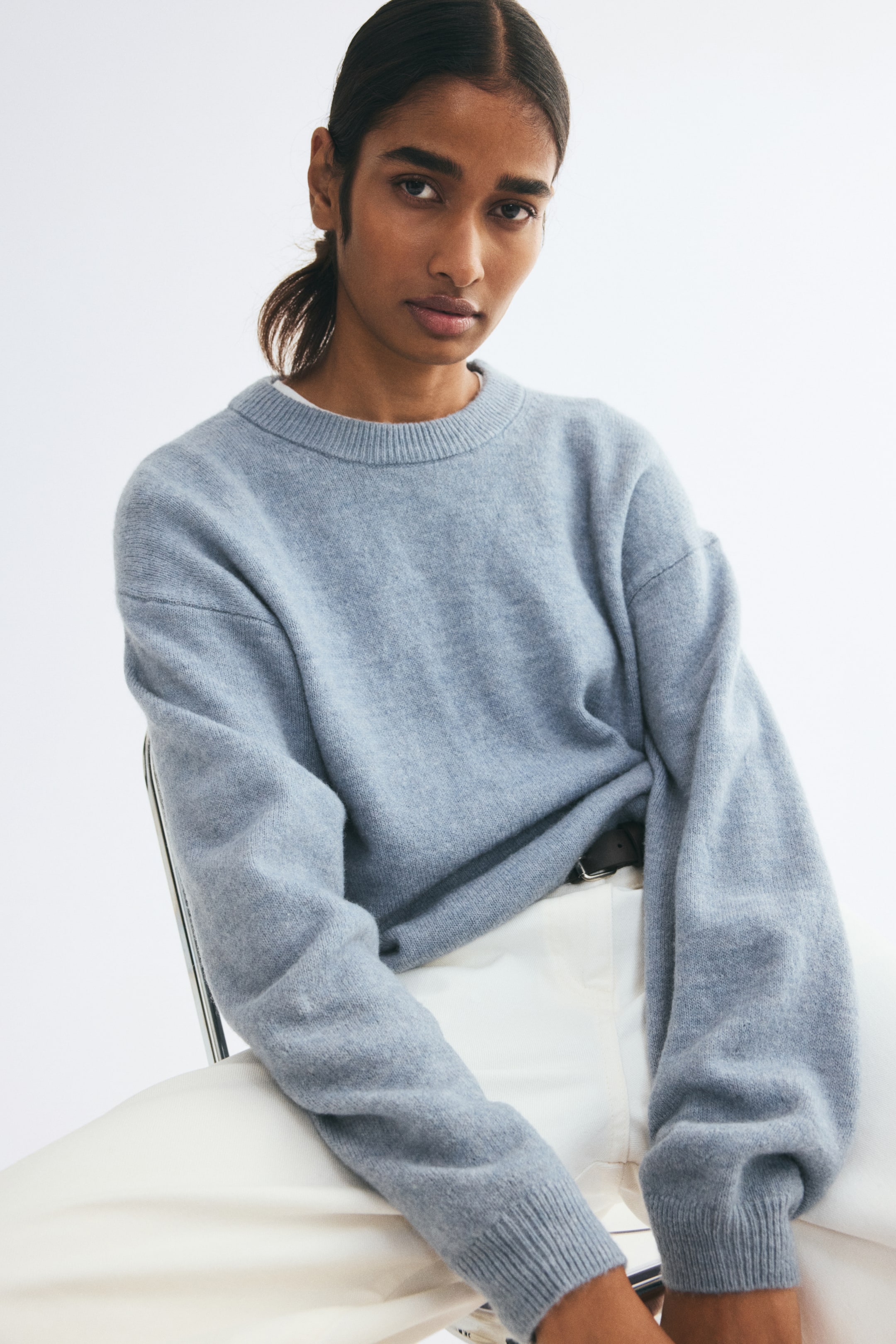 Zobacz większy obraz: Sweter - Zakurzony błękit melanż - ONA | H&M PL 1