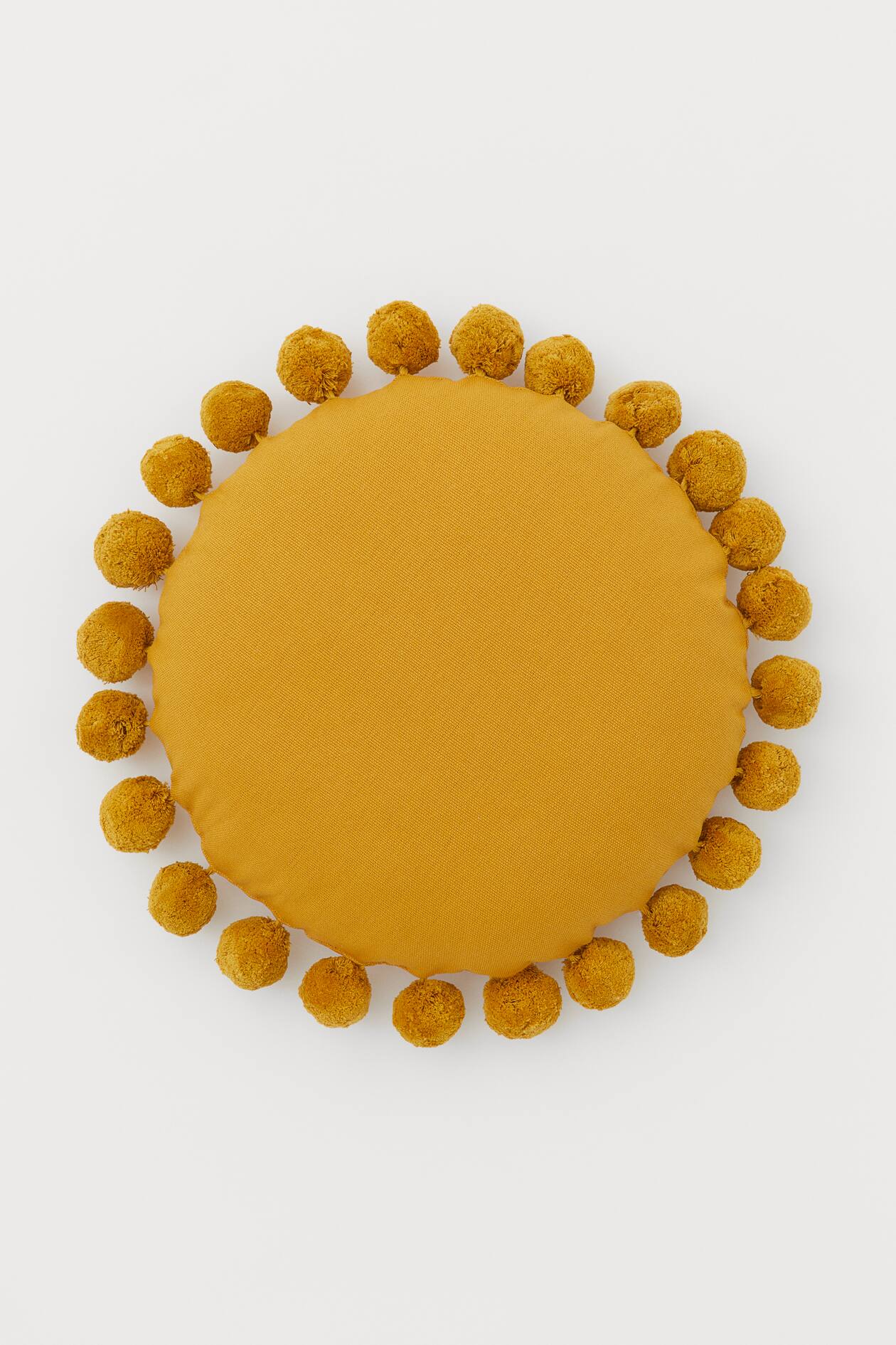 Round cushion with pompoms Dark yellow Home All H&M GB