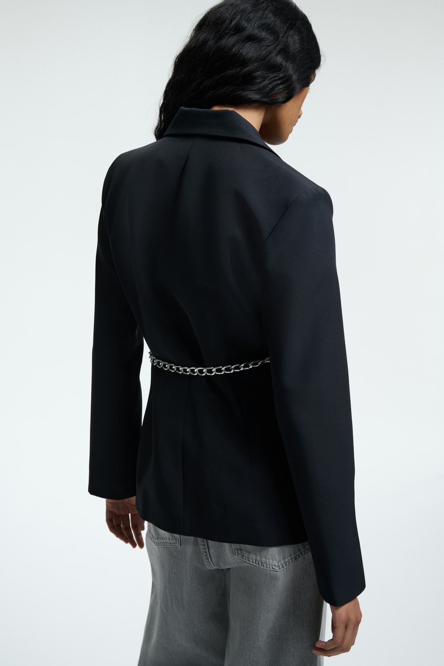 Belted blazer - Black/Dark grey - 6