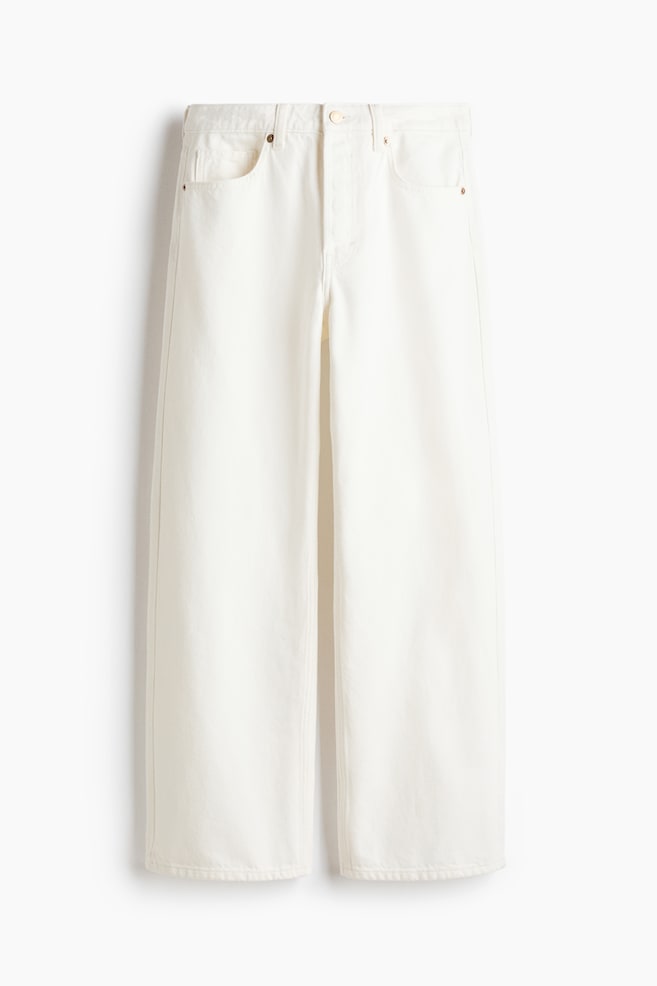 Wide Regular Jeans - White/Light denim blue/Dark brown - 1