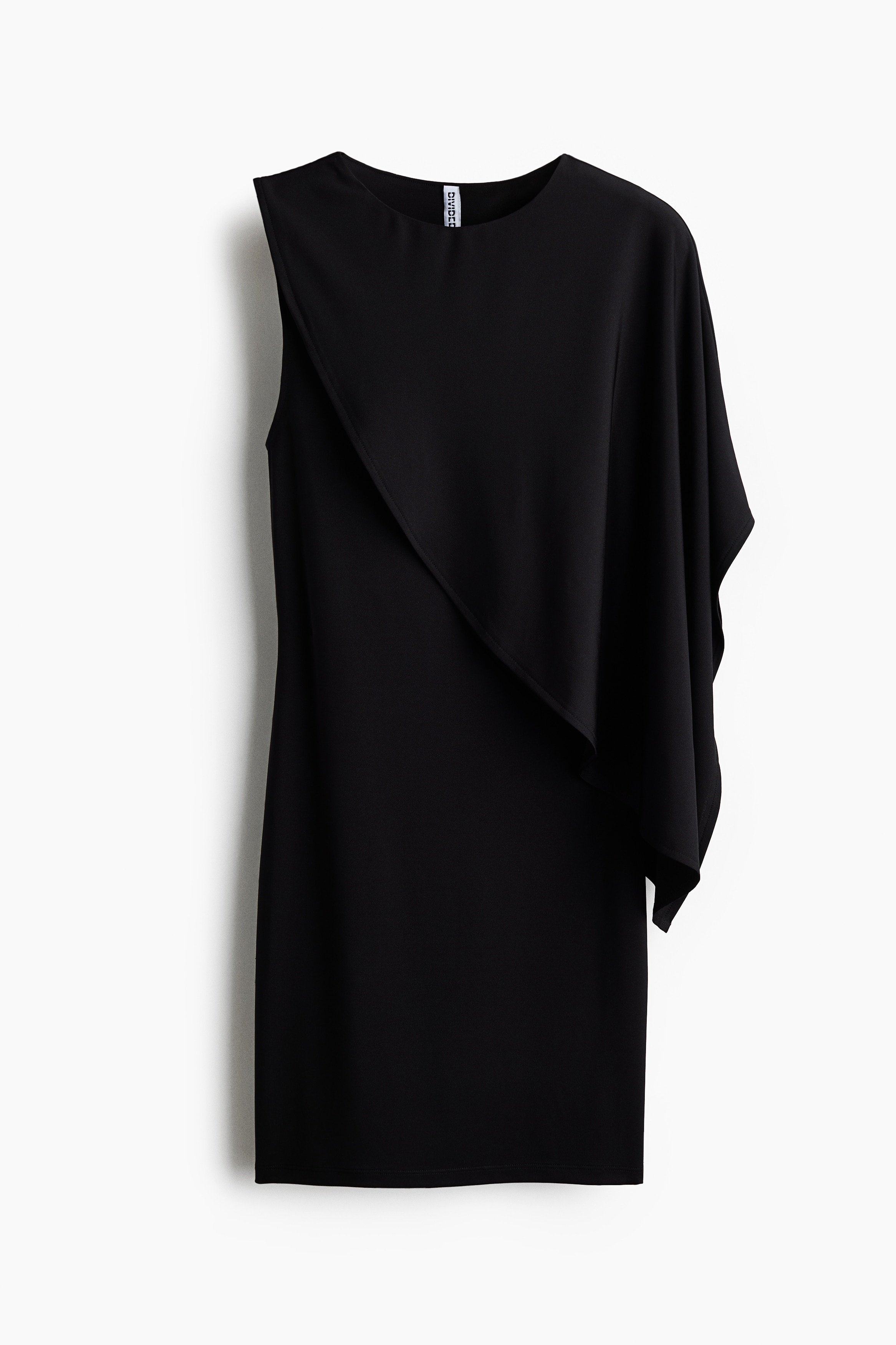 Cape-Detail Mini Dress - Black/Dark brown