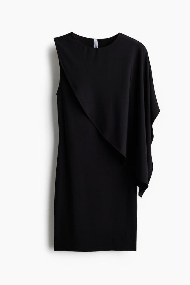 Cape-Detail Mini Dress - Black/Dark brown - 1