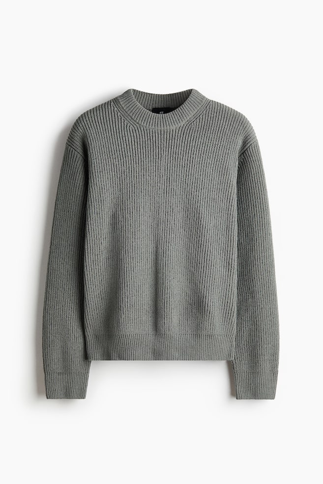 Relaxed-Fit Rib-Knit Sweater - Sage green/Dark brown/Gray/Dark purple - 1