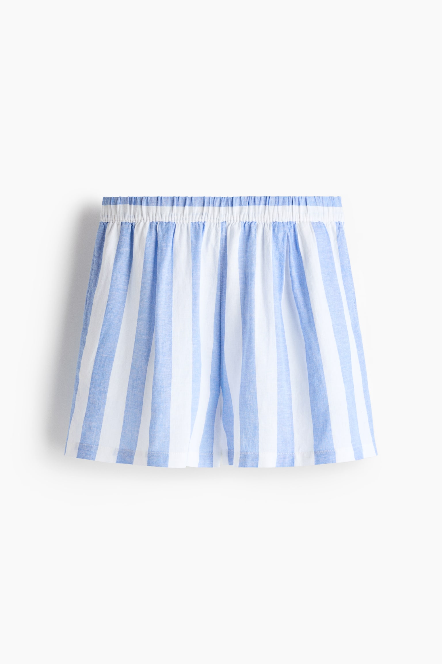 Linen-blend shorts - Light blue/Striped - 1