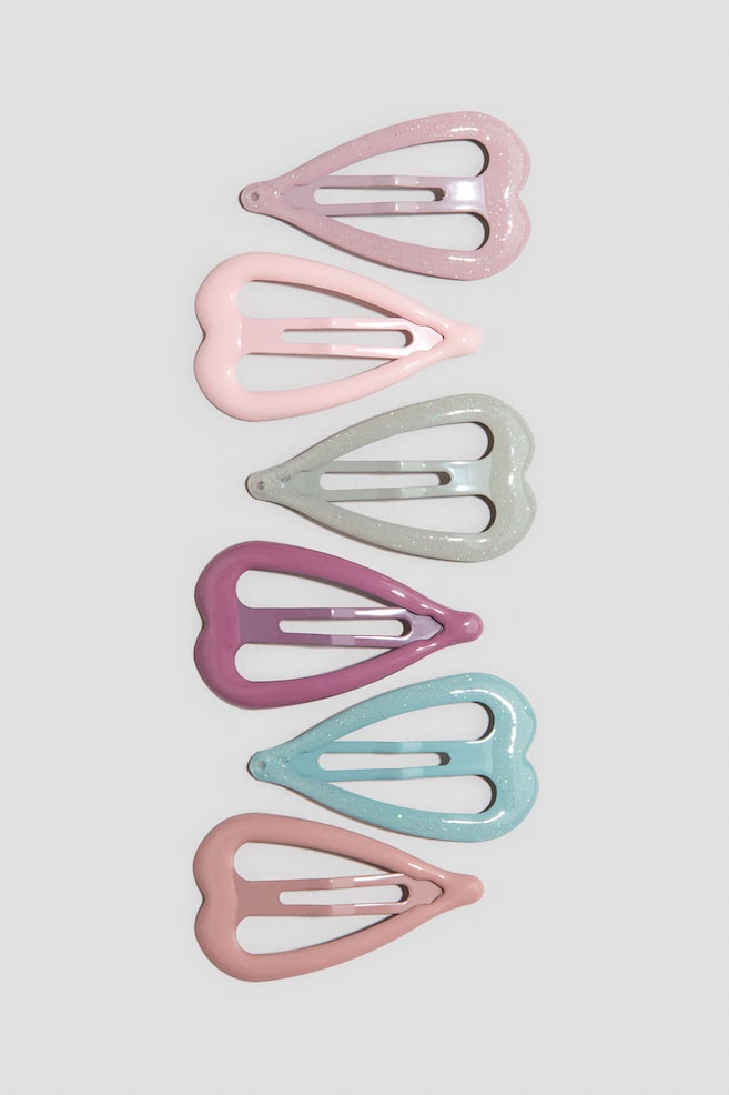 6-Pack Hair Clips - Light pink/apricot/turquoise - 1