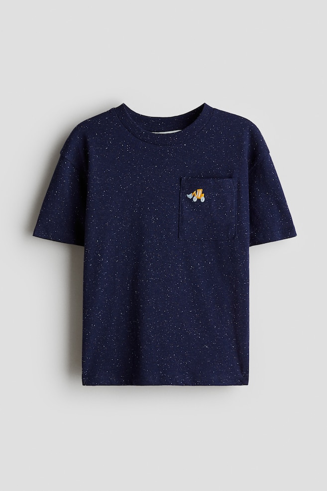 Playera de algodón con diseño bordado - Azul marino/Excavadora - 1