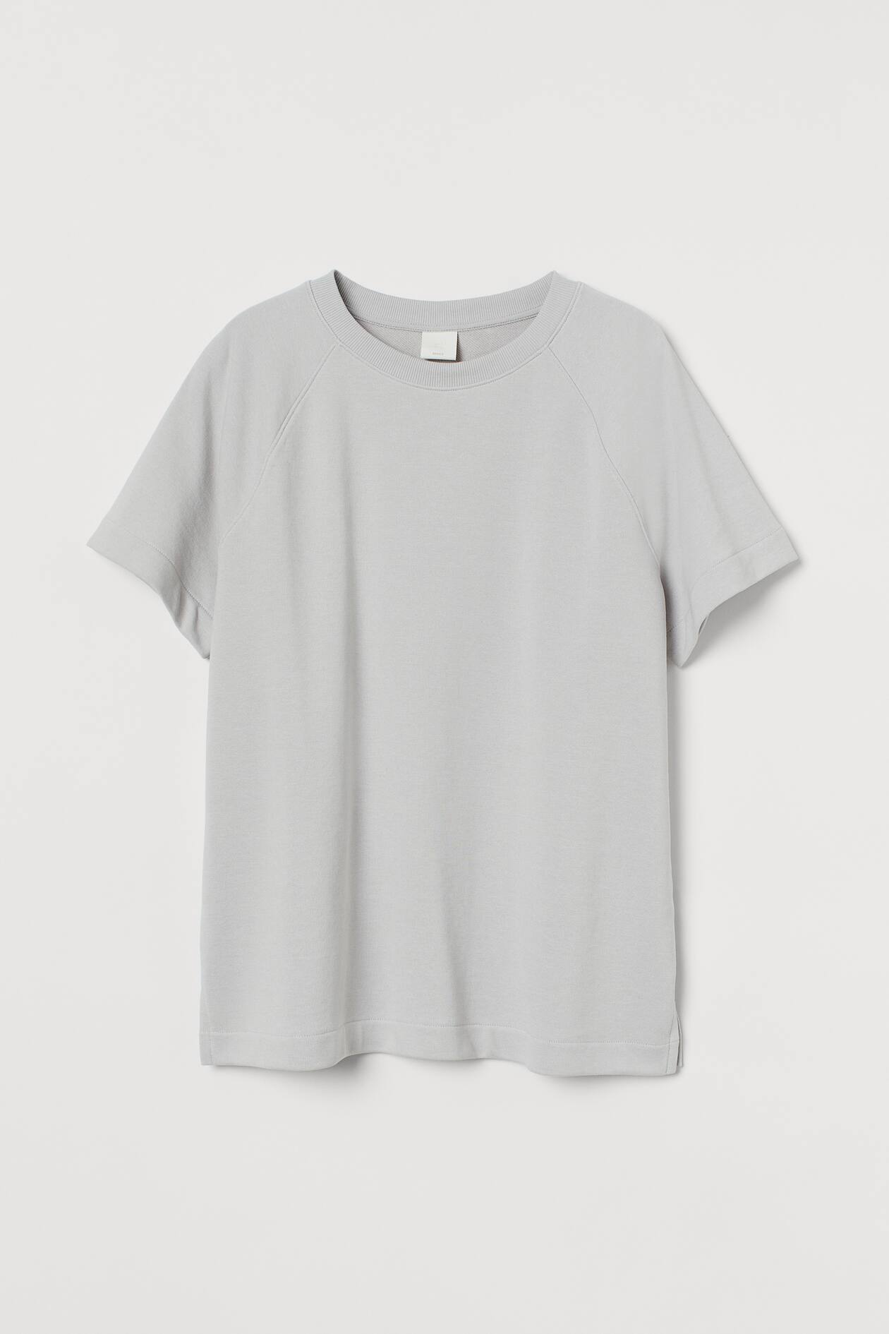 Short-sleeved Sweatshirt - Round Neck - Short sleeve - Light gray ...