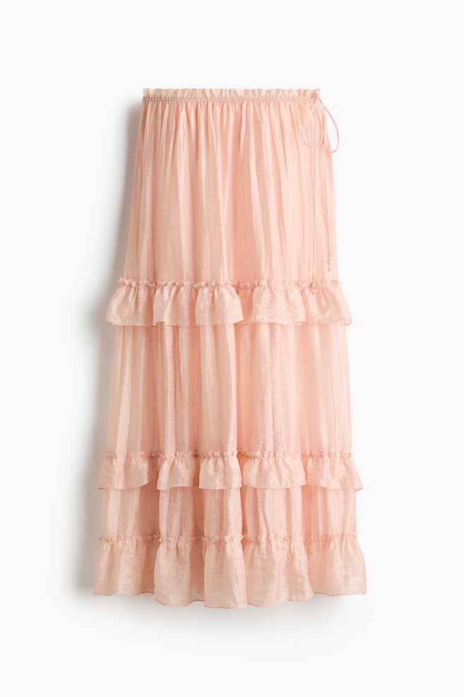 Tiered maxi skirt - Light peach pink - 1