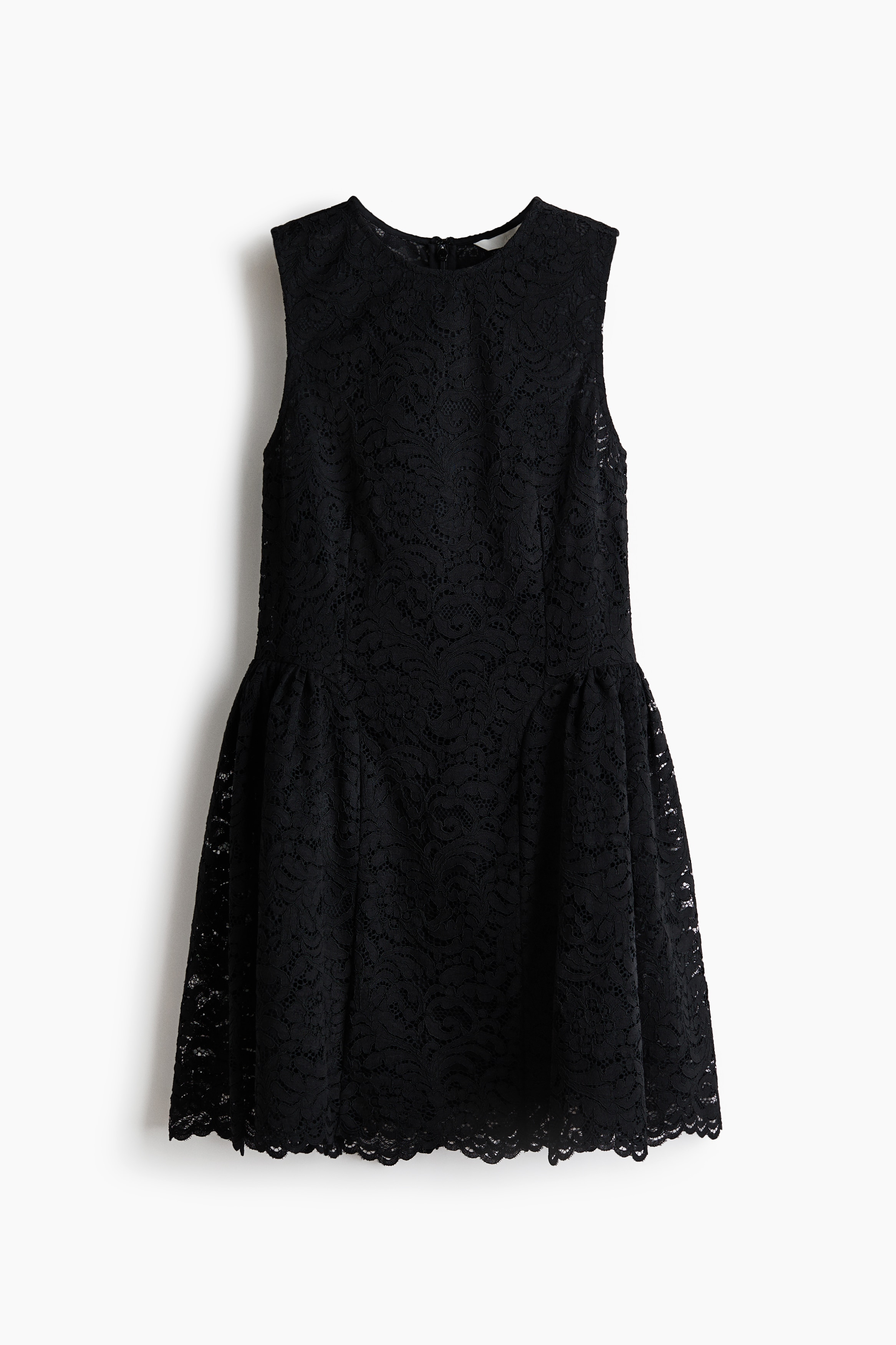Flared-skirt lace dress - Black
