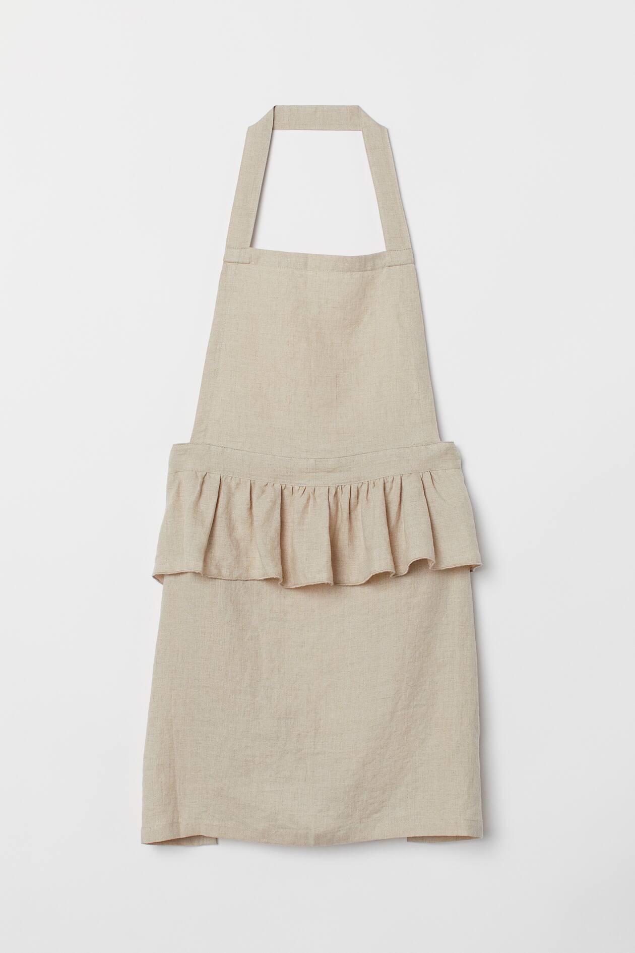 Tablier En Lin 100% Délavé Naturel - Tablier Cuisine Femme Et Homme Avec Poches, Taille Ajustable