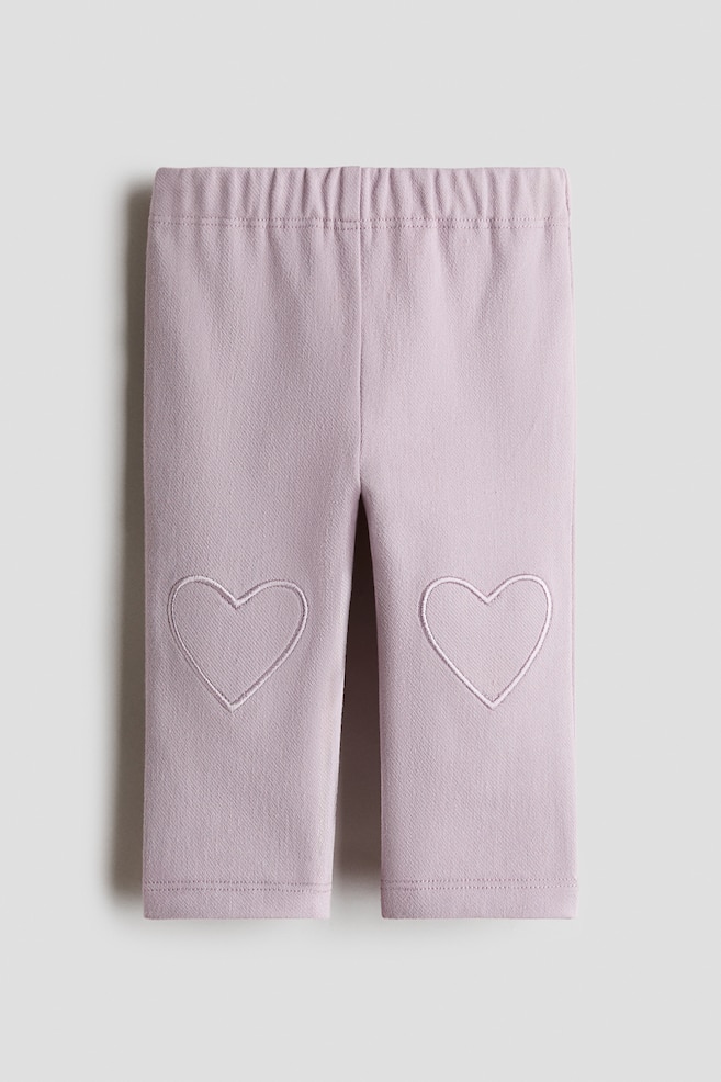 Heart-detail leggings - Dusty lilac/Hearts/Light blue - 1