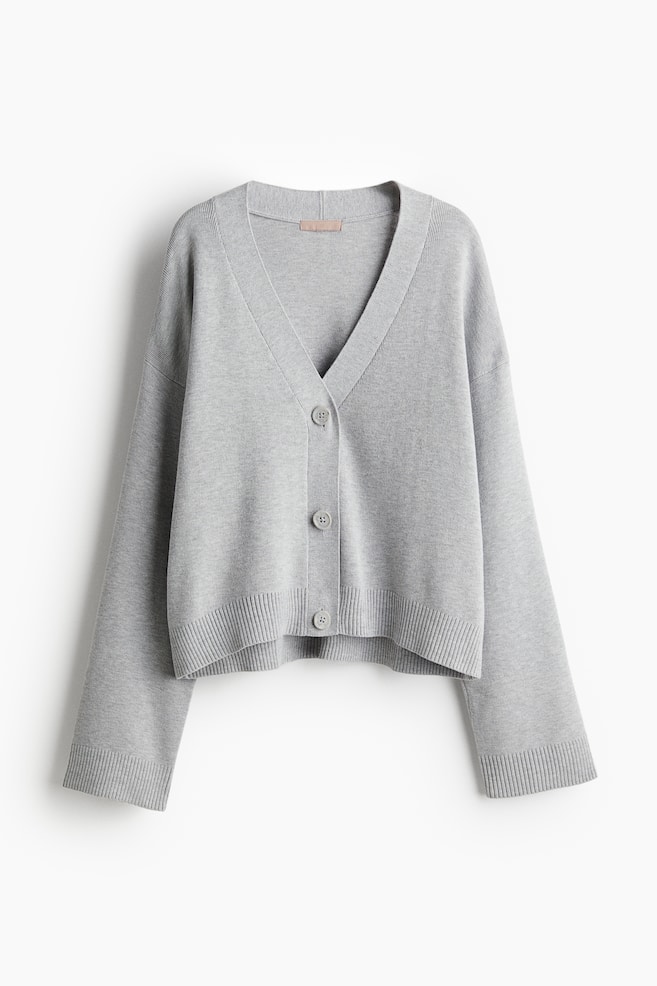 Fine-Knit Cardigan - Light gray melange/Gray melange/Light beige melange/Dark gray melange/Light beige melange/Navy blue - 1