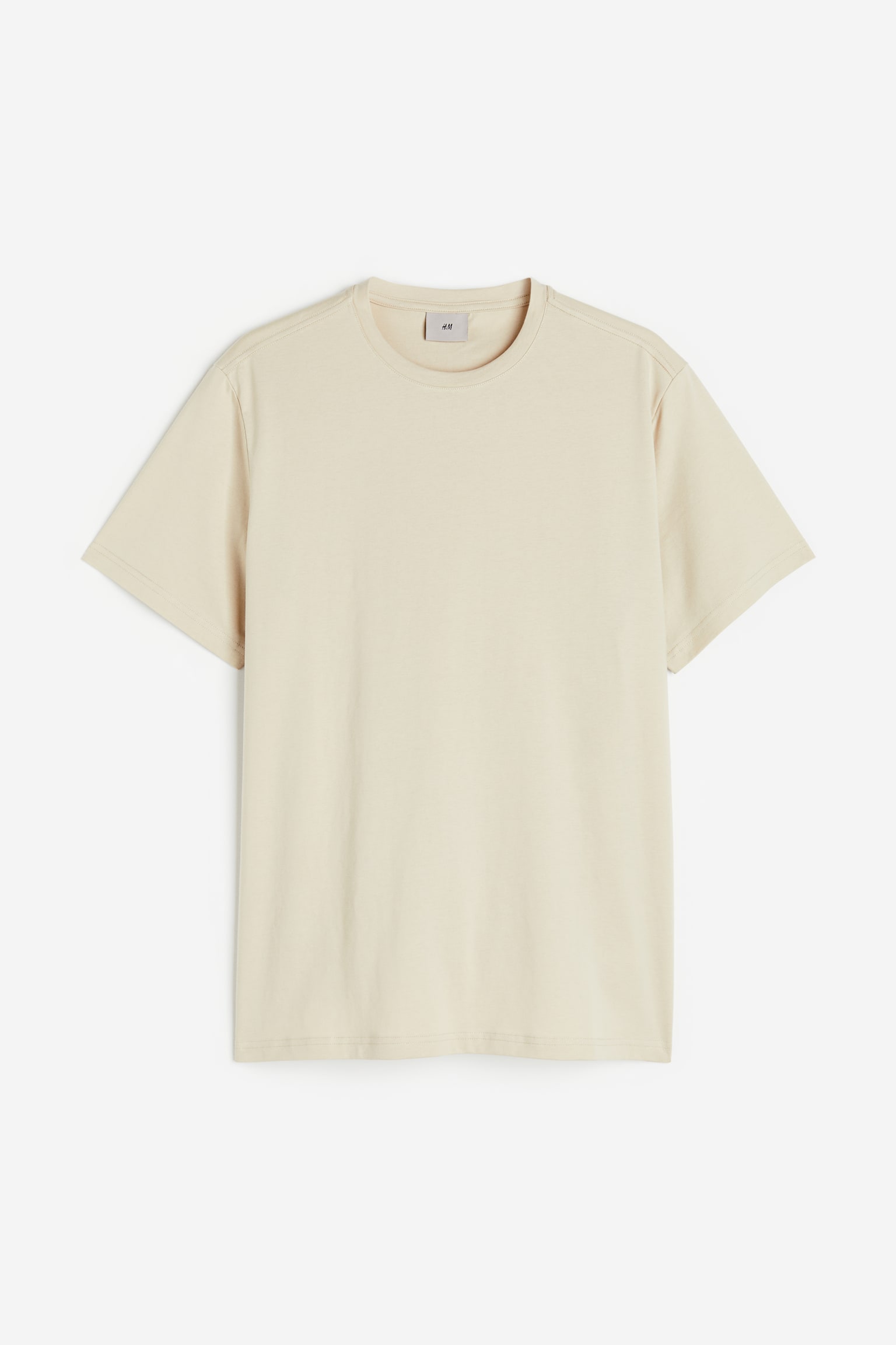 Regular Fit Pima cotton T-shirt - Light beige/Black - 1