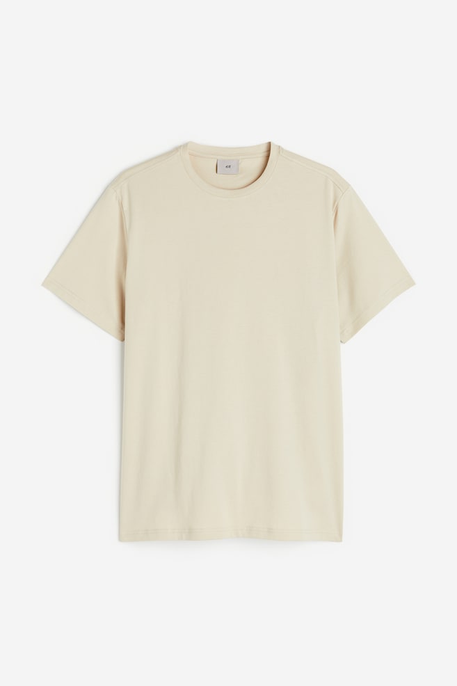 T-shirt i pimabomuld Regular Fit - Lys beige/Hvid/Sart gul/Mørkegrøn/dc - 2