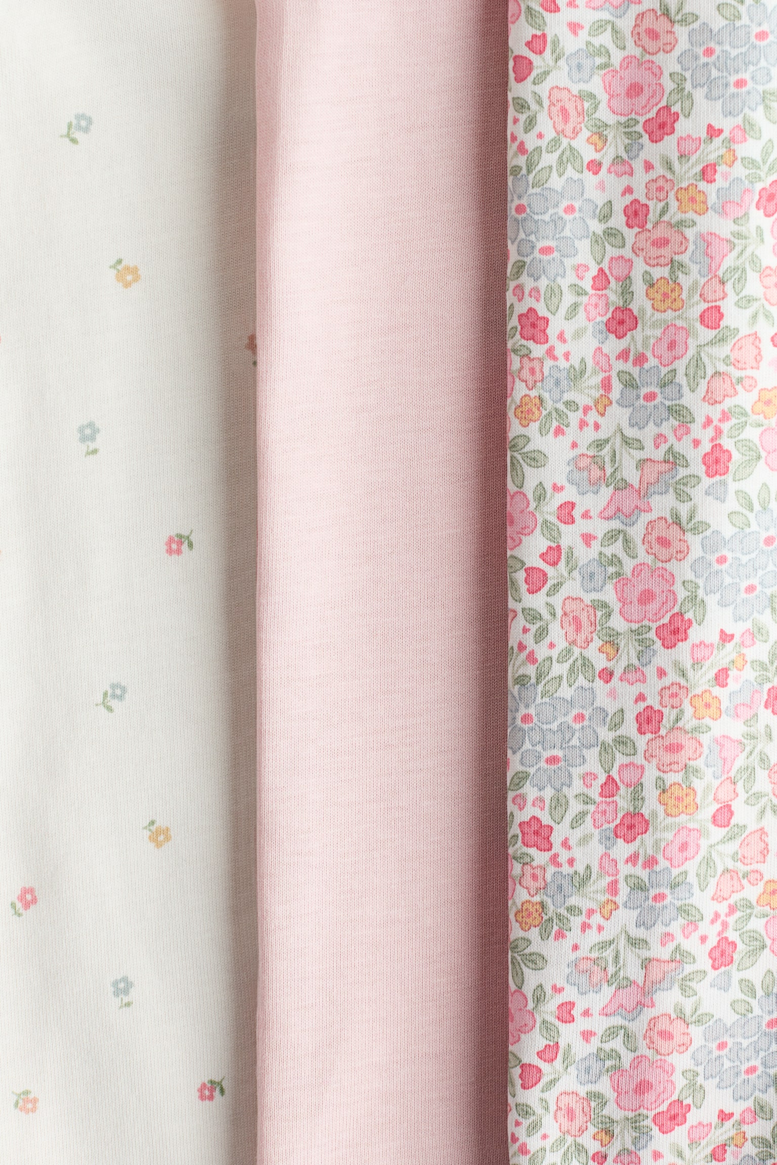 3-pack short cotton sleepsuits - Pink/Floral/Navy blue/Cherries - 2