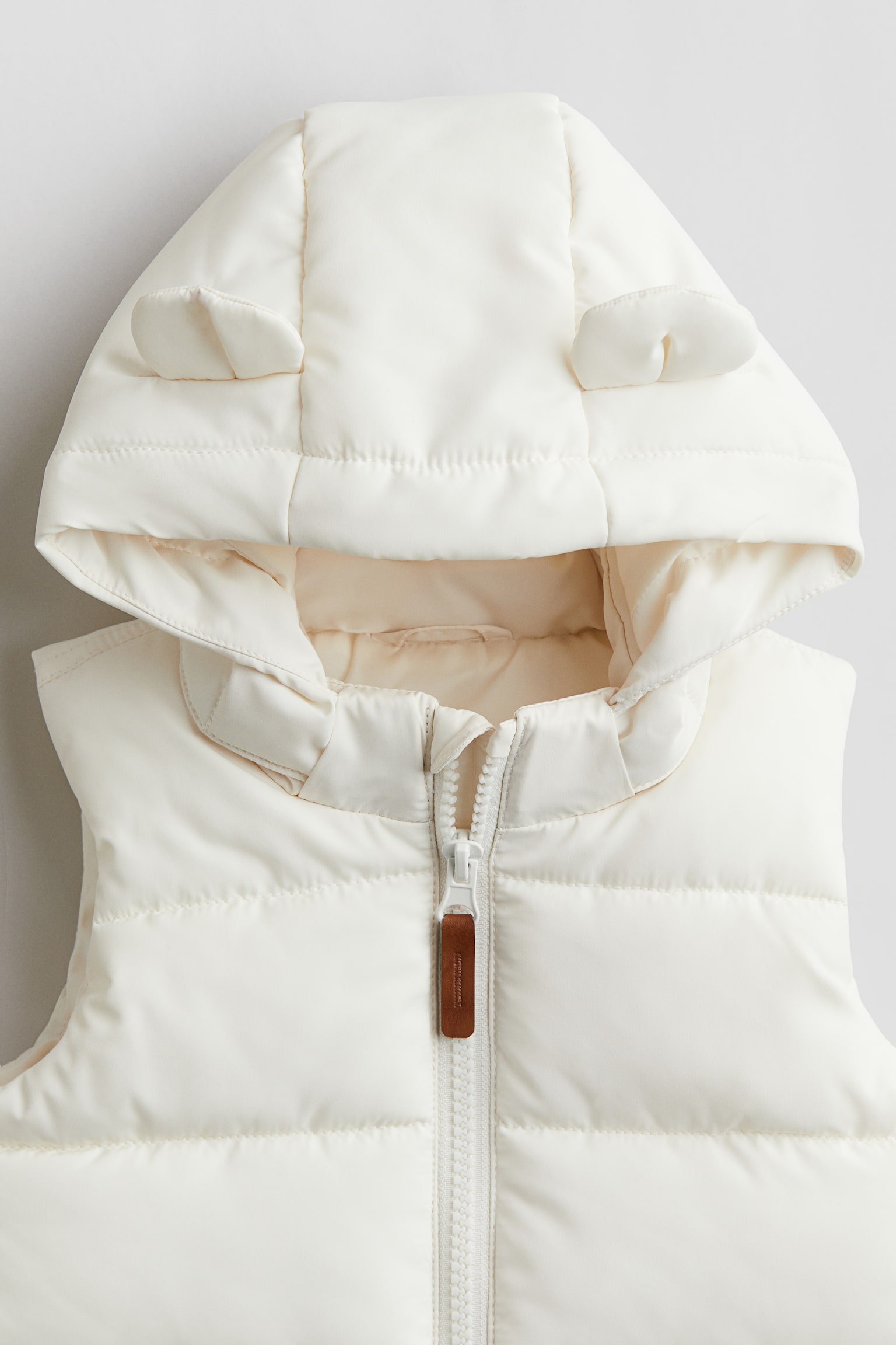 Hooded gilet - White/Brown - 1