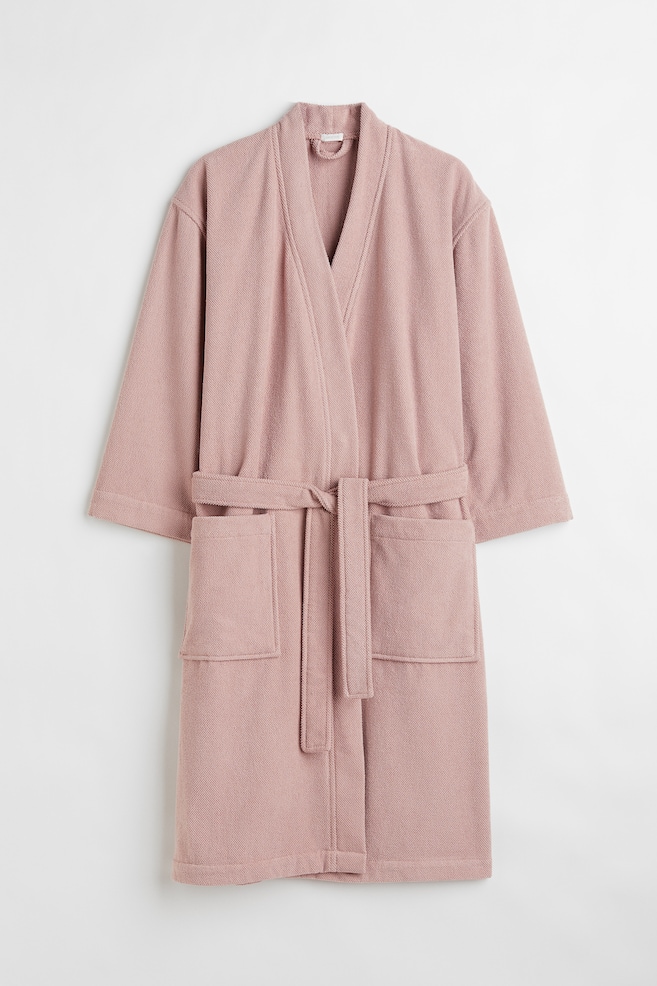 Terry dressing gown - Light pink/Anthracite grey/Light beige/Black - 1
