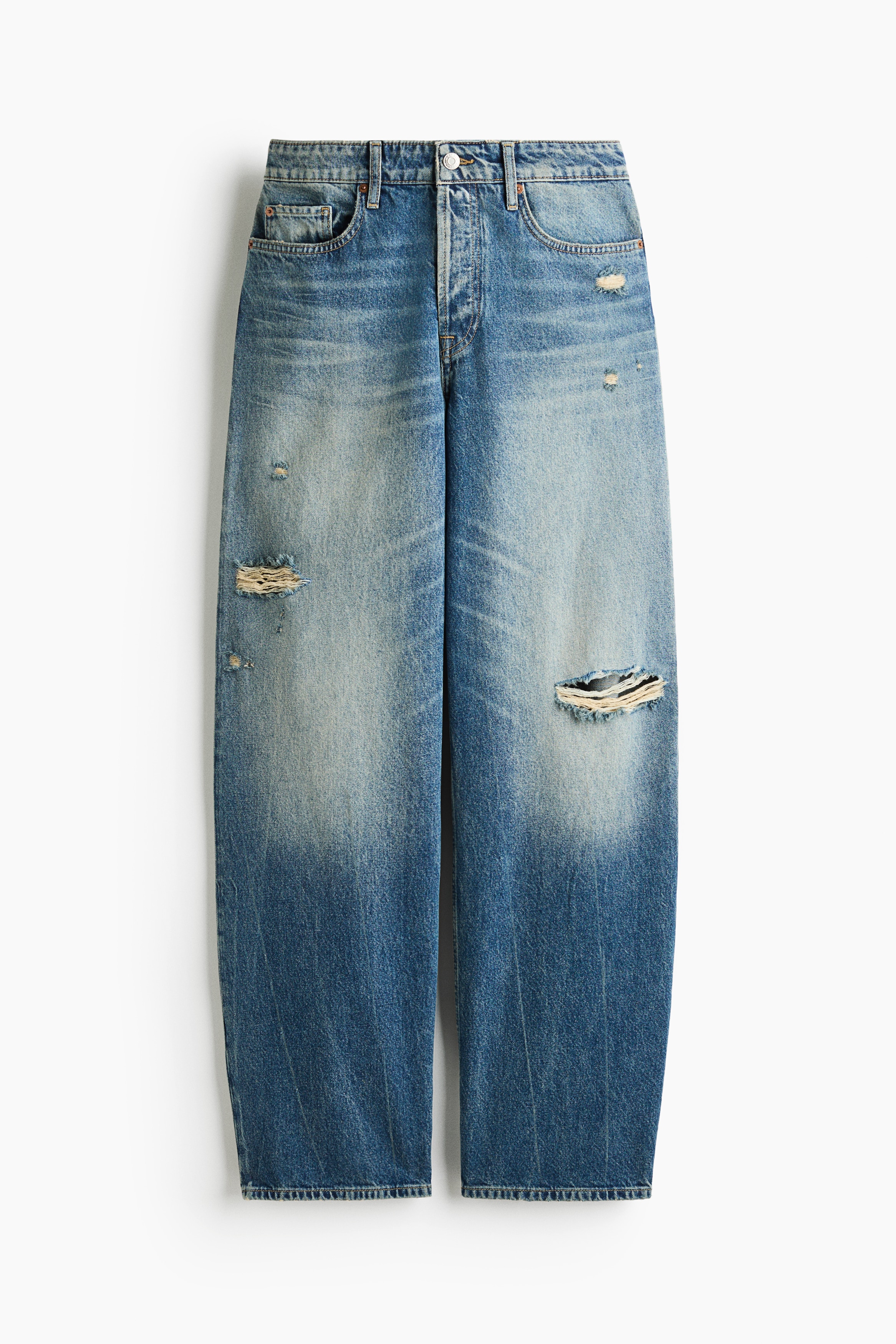 Baggy Regular Waist Jeans - Azul denim claro