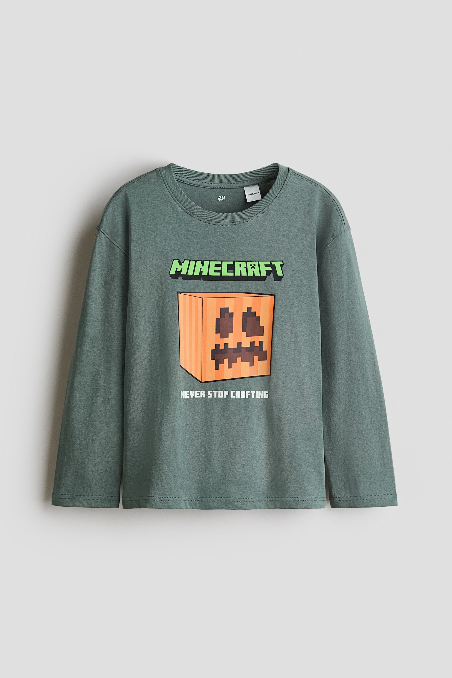 T-shirt imprimé à manches longues - Vert ancien foncé/Minecraft