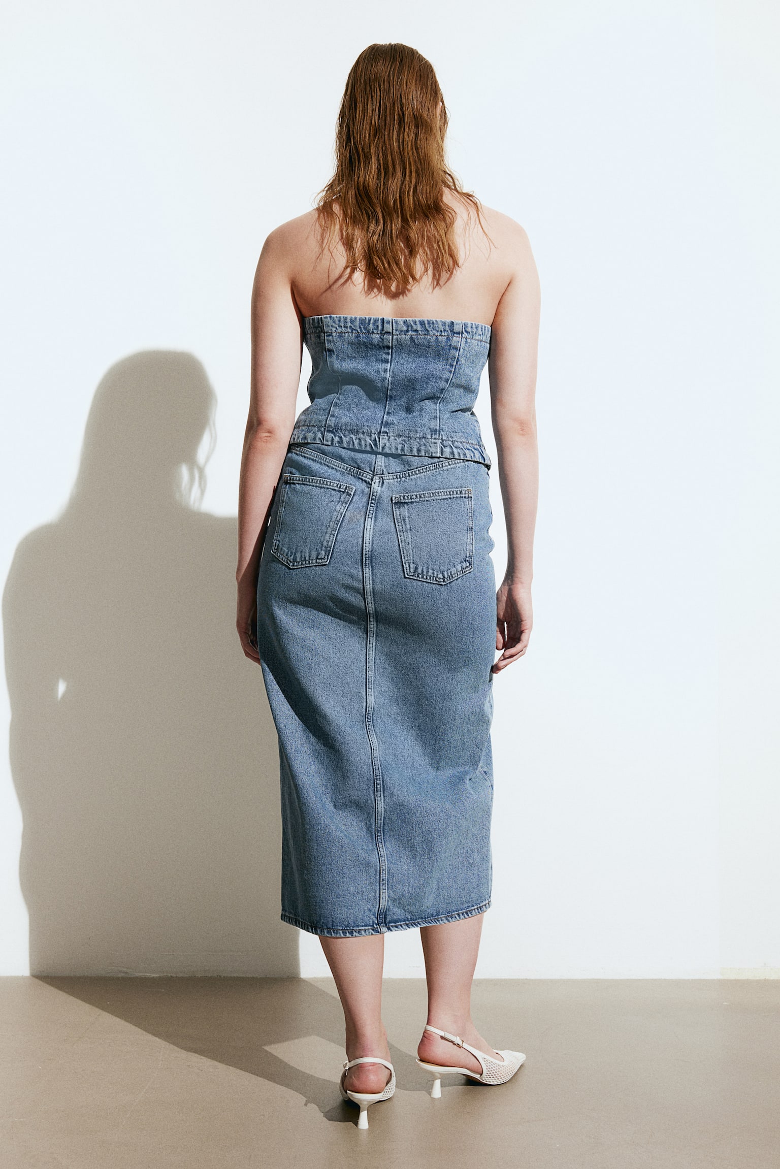 Midi Denim Skirt - Denim blue/Dark denim blue/Light denim blue - 4