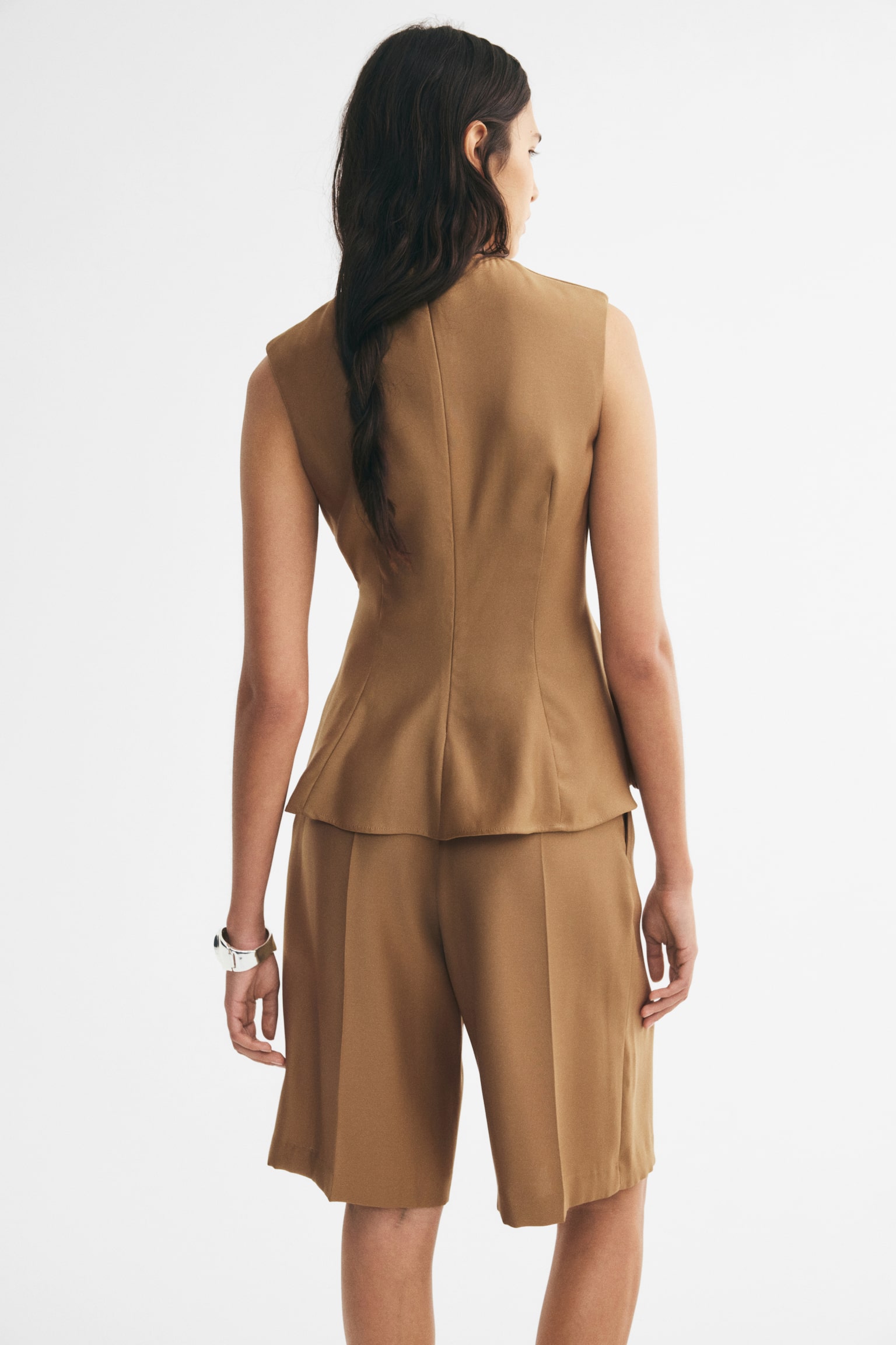 Женский топ H&M Sleeveless Peplum Top, цвет: Тёмный бежевый — фото 4