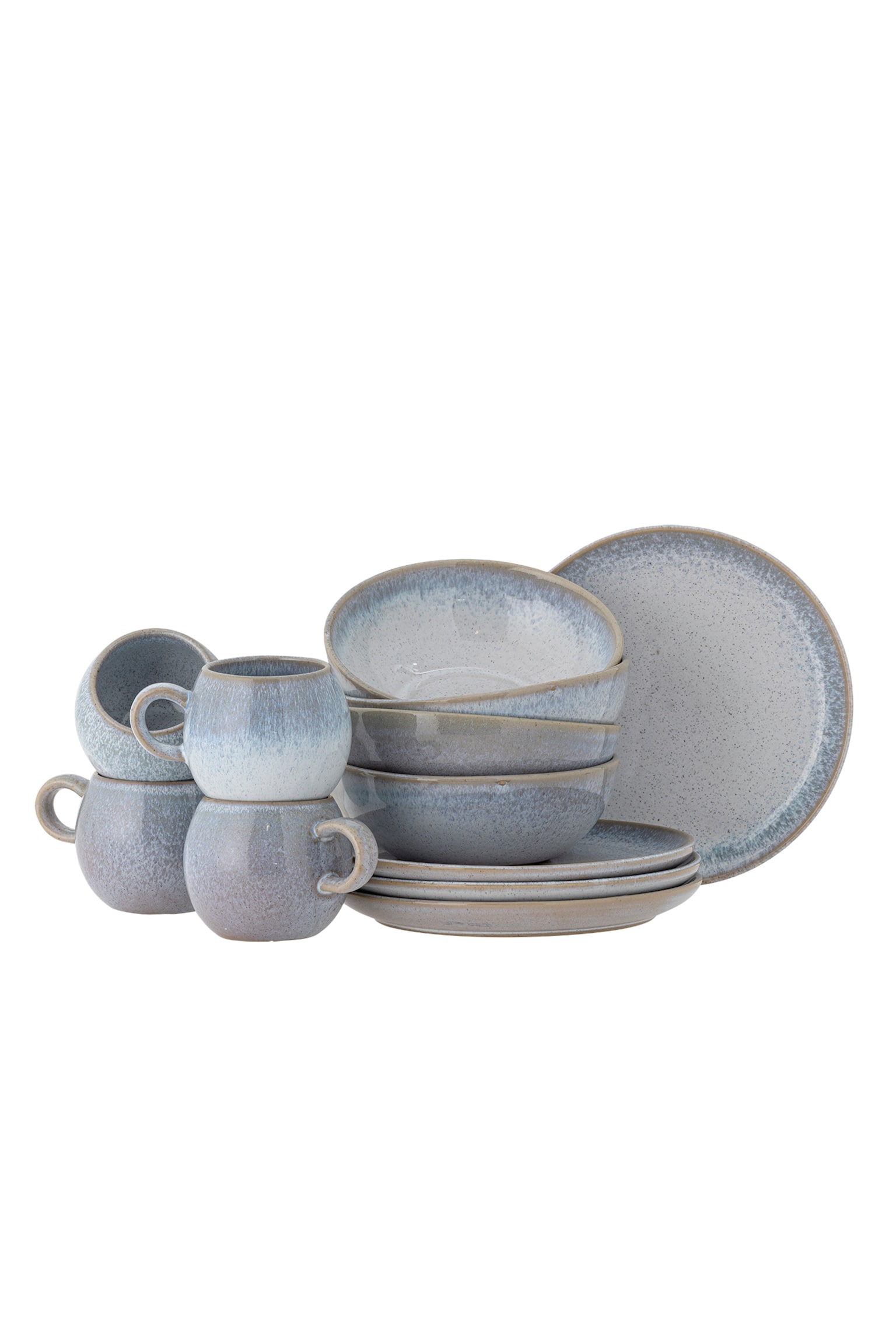 Paula Ensemble De Petit Déjuner, Lot De 4x3 - Bleu/Nature/Marron/Orange/Gris - 1