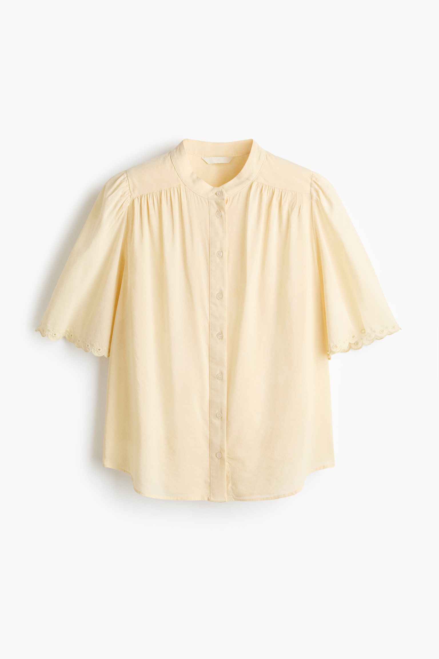 Cotton-blend blouse - Pale yellow/Blue - 1