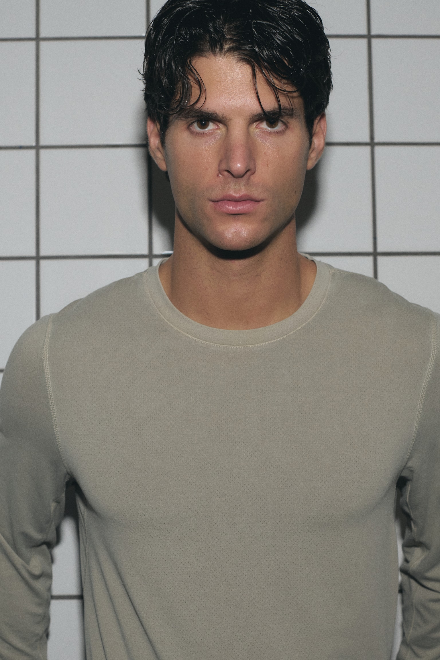 Playera deportiva Regular Fit con DryMove™ - Beige claro/Gris oscuro - 5