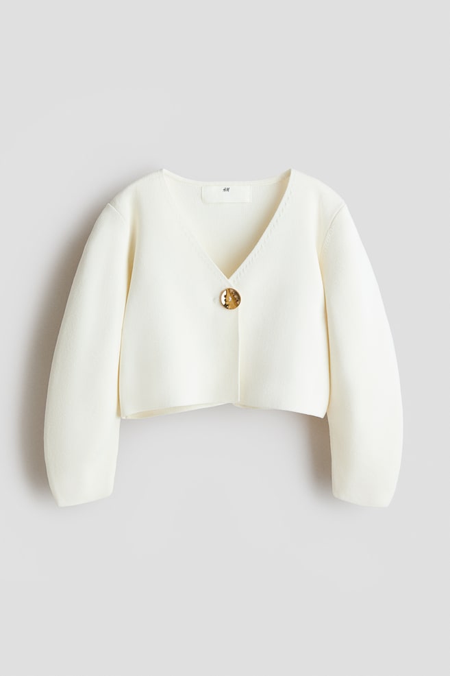 Button-detail cardigan - White - 1