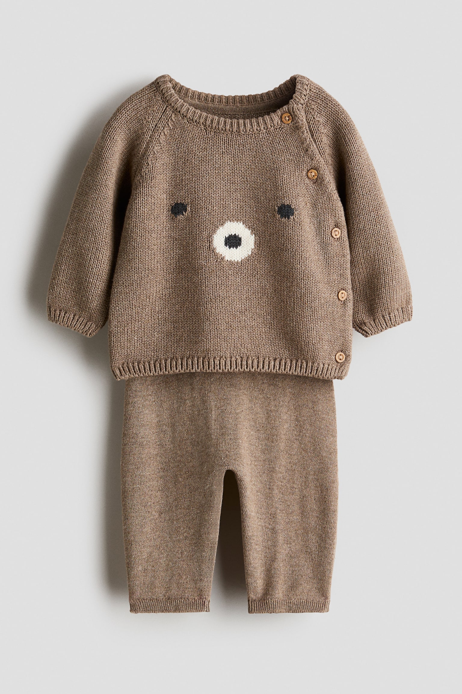 2-piece cotton-knit set - Beige/Bear