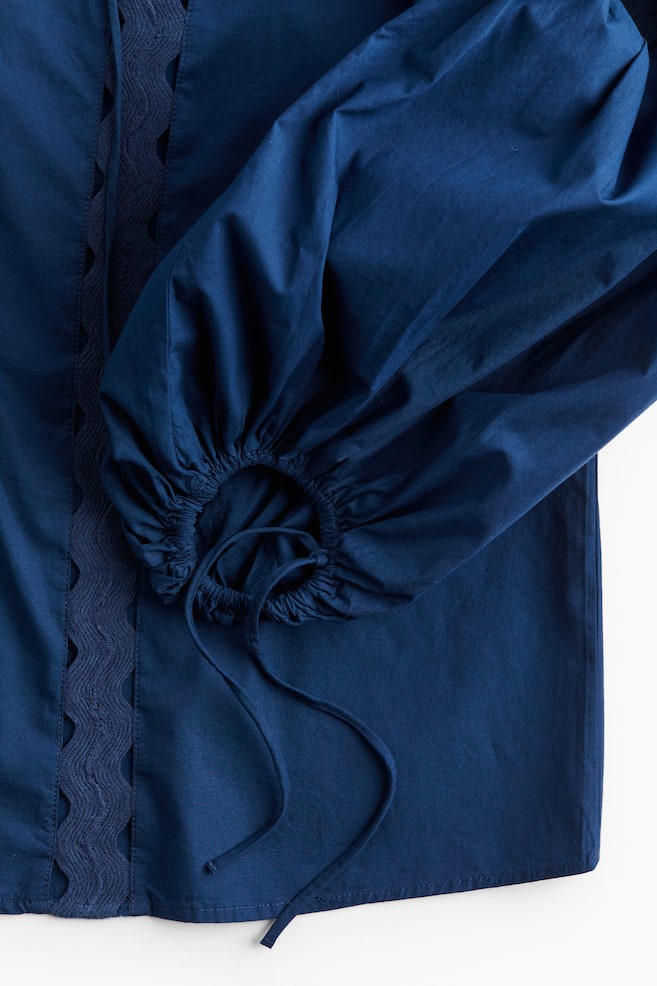 Embroidery-detail blouse - Dark blue/White - 4