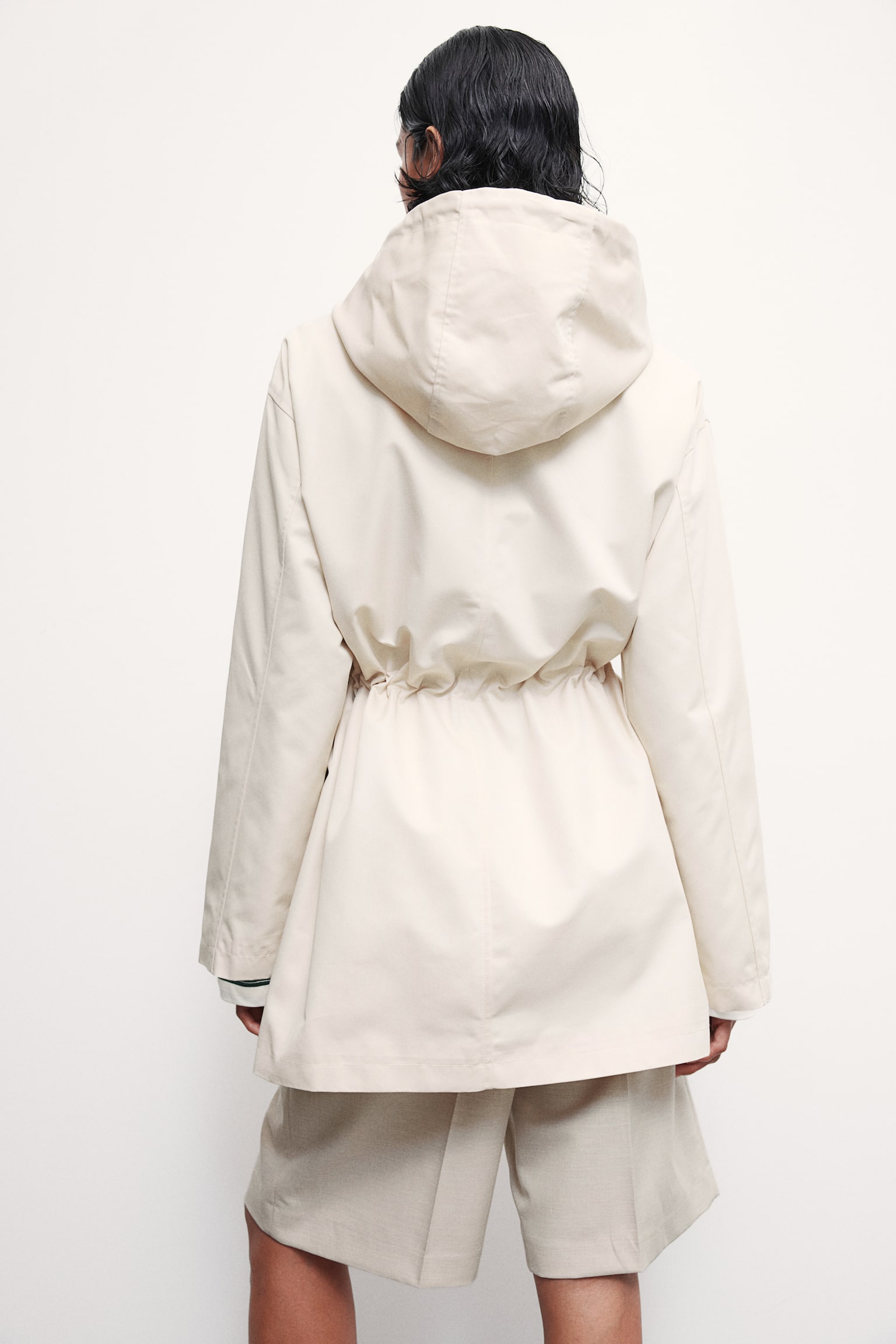 Oversized hooded parka - Light beige/Black - 5