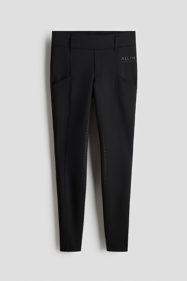 Legging d'équitation full grip - Noir/Vert kaki - 1