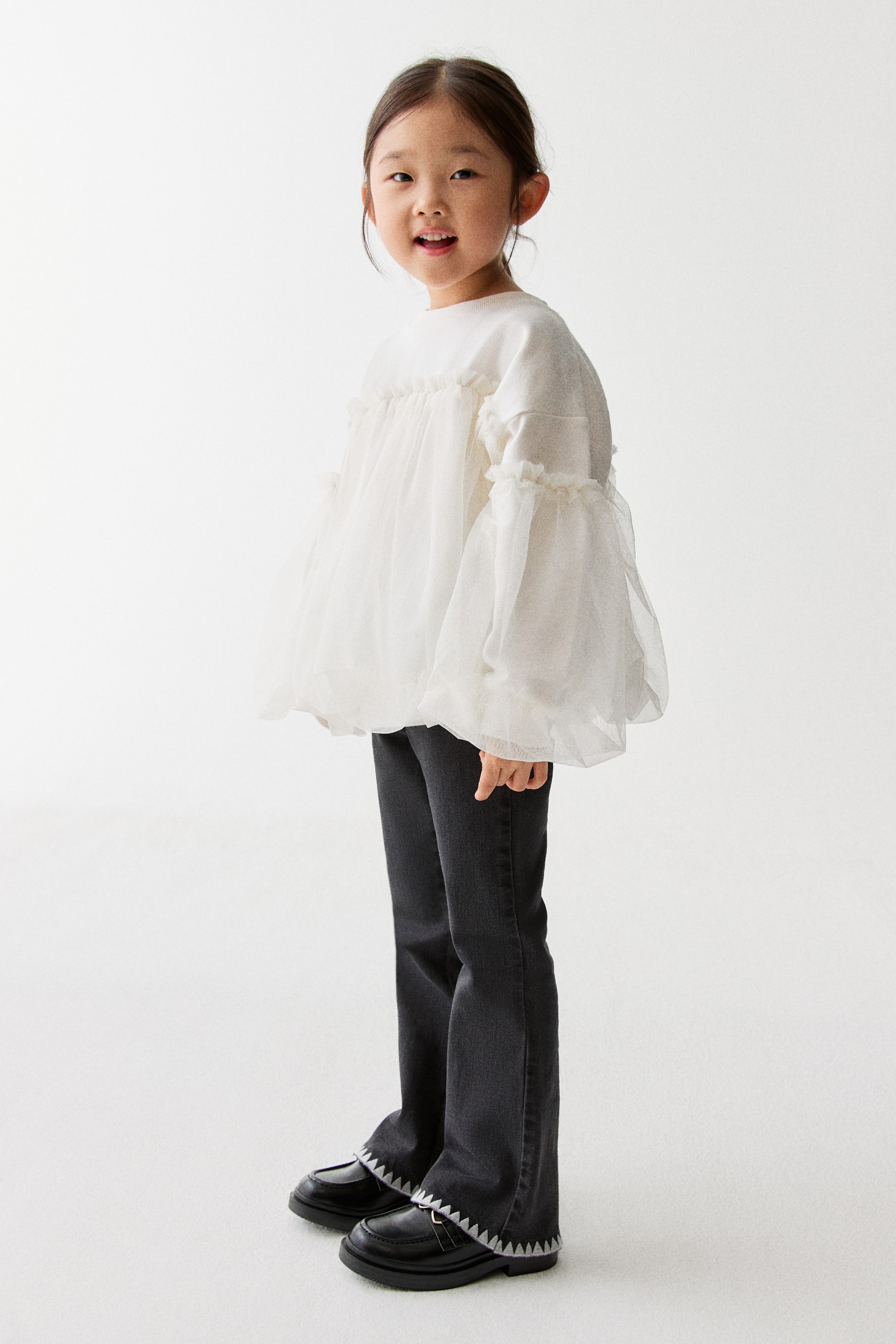 拡大画像を表示: チュールレイヤー スウェットトップス - ホワイト - Kids | H&M JP 3