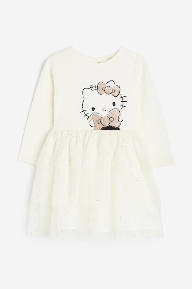 Tulle-skirt dress - White/Hello Kitty - 1