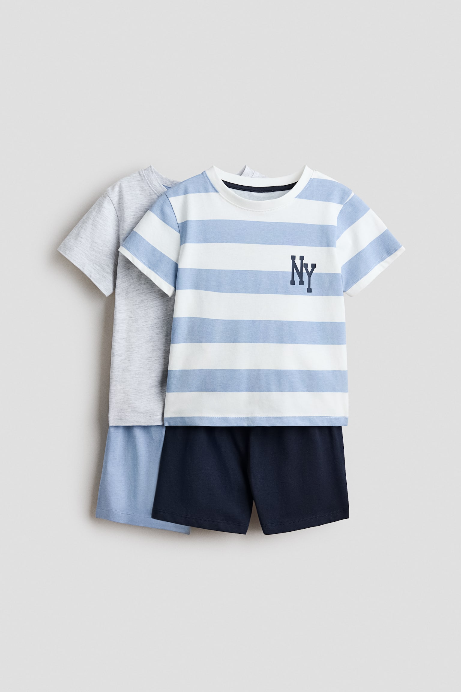 2-pack printed cotton pyjamas - Light blue/NY/Light turquoise/Vehicles/Light grey marl/Basketballs