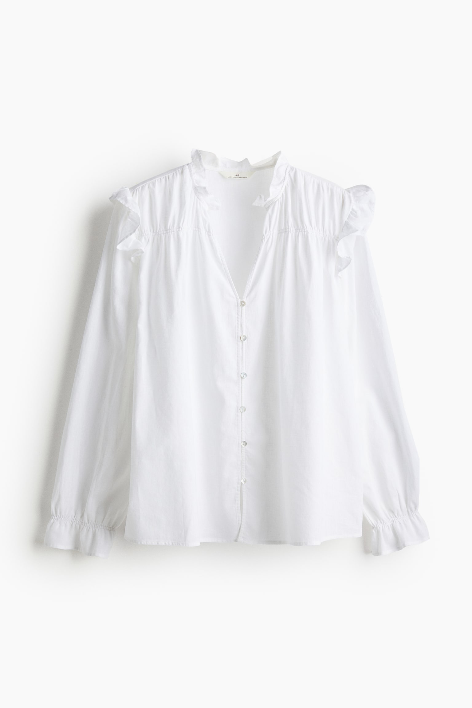 Linen-blend blouse - White/Cream - 1