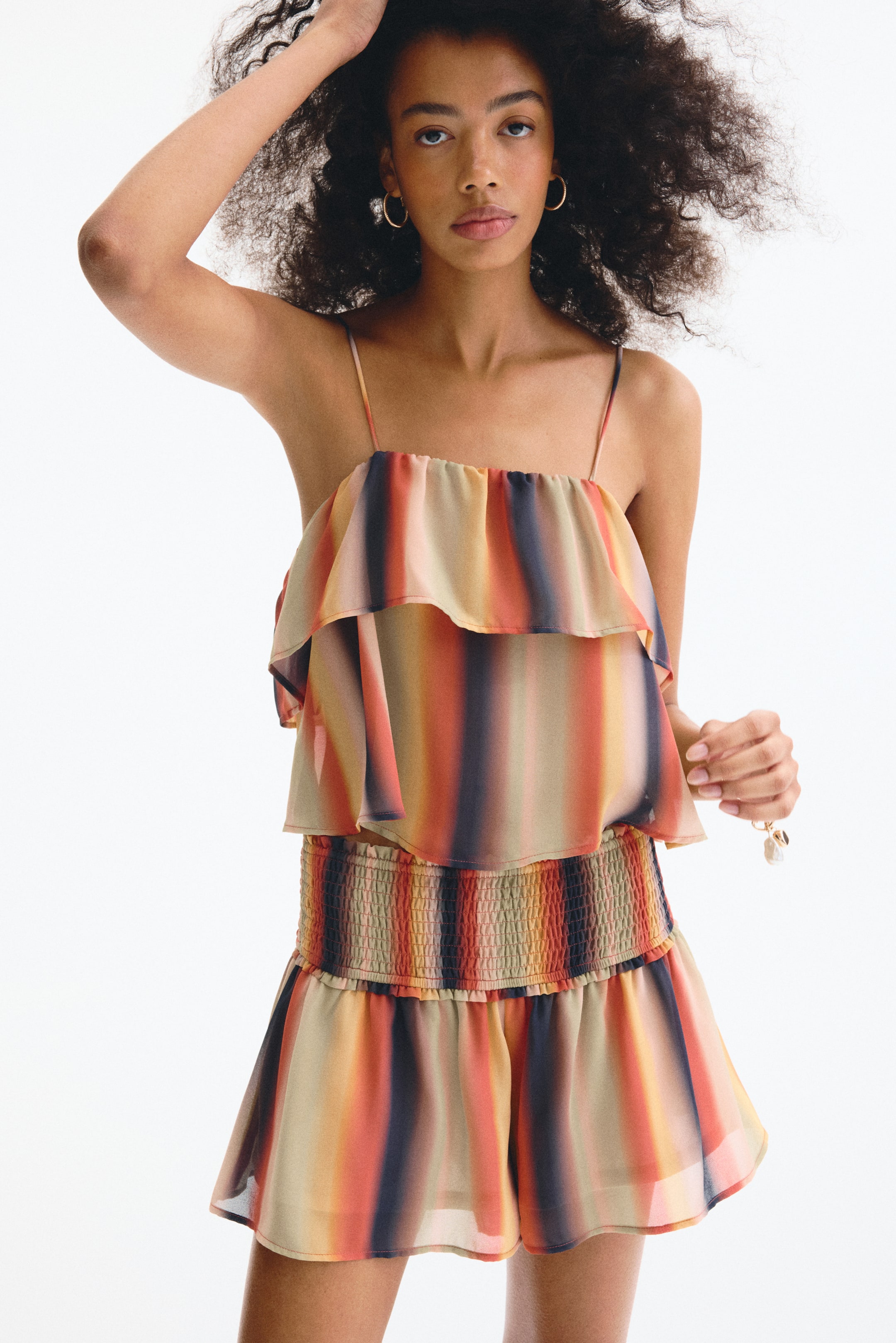 View larger image: Flounced strappy top - Green/Striped - Ladies | H&M 1